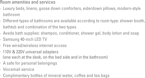 Room amenities and  services 