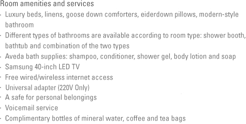 Room amenities and services