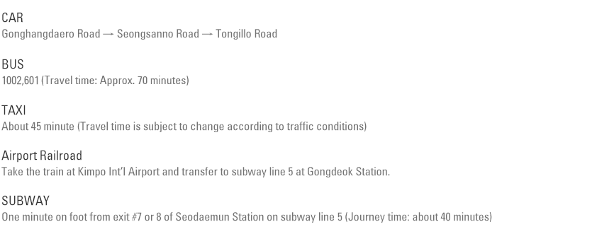 Transportations from Gimpo Int’l Airport to Shilla Stay Seodaemun (approx. 24 km)